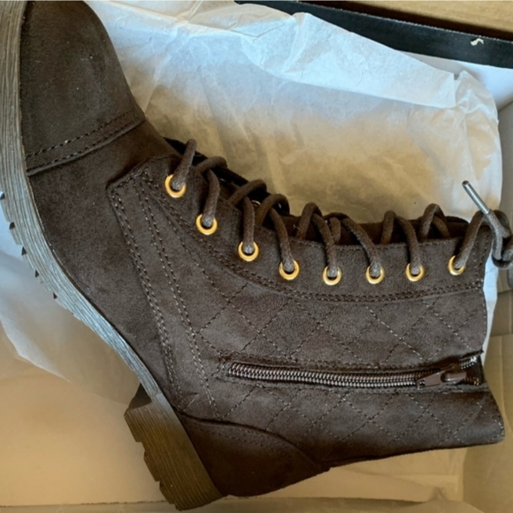 Bebe Wandell Quilt Lace Up Brown Fall Winter Bootie Size 6.5 New In Box Nwt - Picture 11 of 11